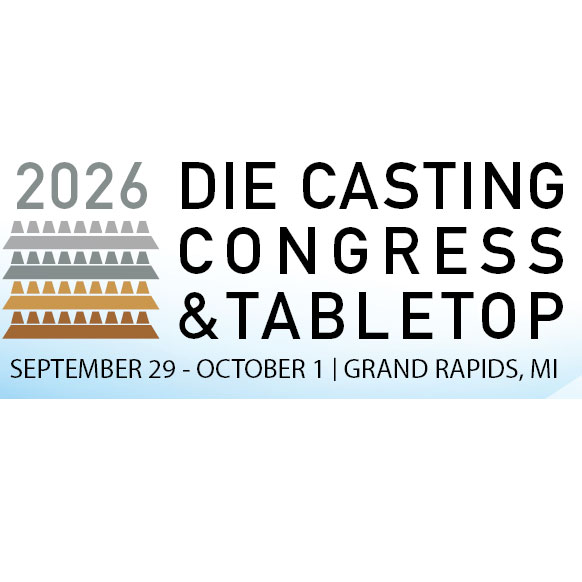 Banner advertising the 2026 Die Casting Congress &amp; Tabletop, September 29–October 1 in Grand Rapids, MI.